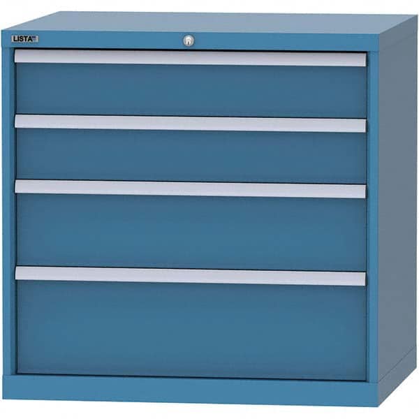 LISTA - 4 Drawer, 84 Compartment Bright Blue Steel Modular Storage Cabinet - Caliber Tooling