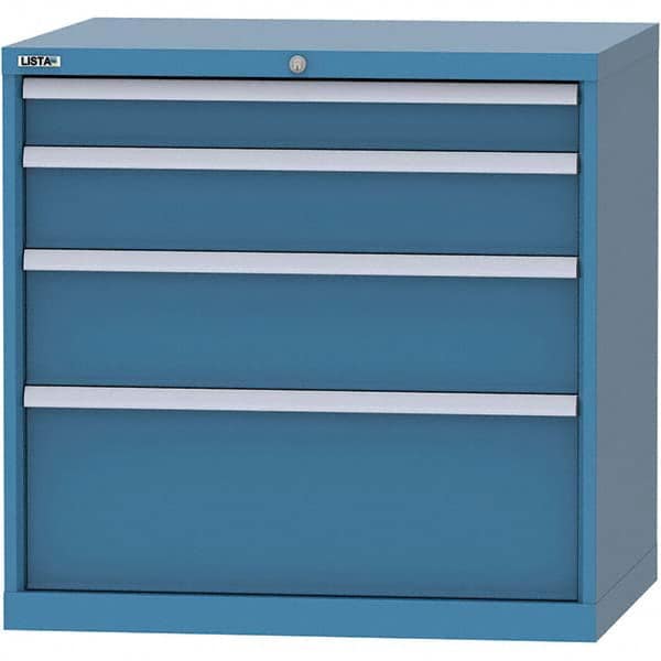 LISTA - 4 Drawer, 84 Compartment Bright Blue Steel Modular Storage Cabinet - Caliber Tooling