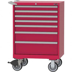 LISTA - 7 Drawer, 124 Compartment Red Steel Modular Storage Cabinet - Caliber Tooling