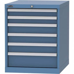 LISTA - 6 Drawer, 99 Compartment Bright Blue Steel Modular Storage Cabinet - Caliber Tooling