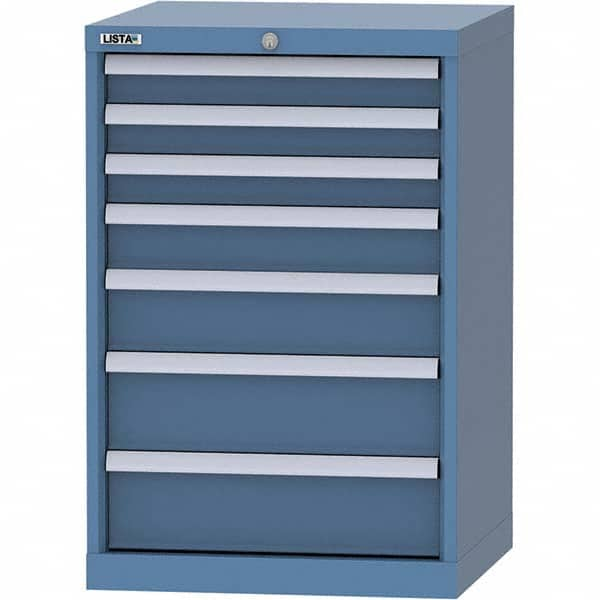 LISTA - 7 Drawer, 84 Compartment Bright Blue Steel Modular Storage Cabinet - Caliber Tooling