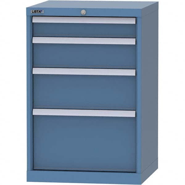 LISTA - 4 Drawer, 84 Compartment Bright Blue Steel Modular Storage Cabinet - Caliber Tooling