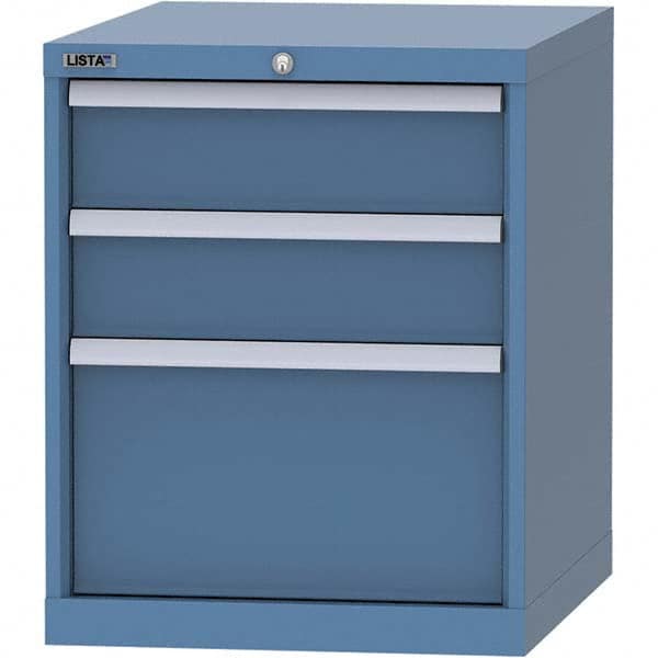 LISTA - 3 Drawer, 99 Compartment Bright Blue Steel Modular Storage Cabinet - Caliber Tooling