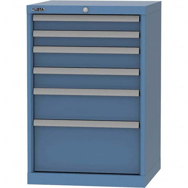 LISTA - 6 Drawer, 84 Compartment Bright Blue Steel Modular Storage Cabinet - Caliber Tooling