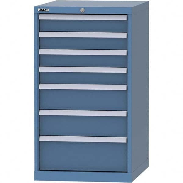 LISTA - 7 Drawer, 99 Compartment Bright Blue Steel Modular Storage Cabinet - Caliber Tooling