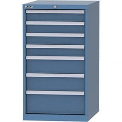 LISTA - 7 Drawer, 99 Compartment Bright Blue Steel Modular Storage Cabinet - Caliber Tooling