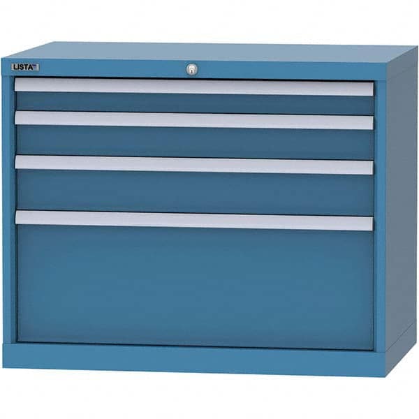 LISTA - 4 Drawer, 84 Compartment Bright Blue Steel Modular Storage Cabinet - Caliber Tooling