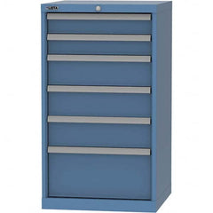 LISTA - 6 Drawer, 84 Compartment Bright Blue Steel Modular Storage Cabinet - Caliber Tooling