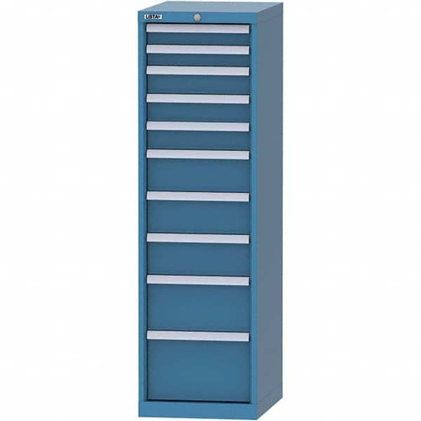 LISTA - 10 Drawer, 45 Compartment Bright Blue Steel Modular Storage Cabinet - Caliber Tooling