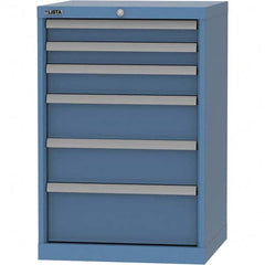 LISTA - 6 Drawer, 84 Compartment Bright Blue Steel Modular Storage Cabinet - Caliber Tooling