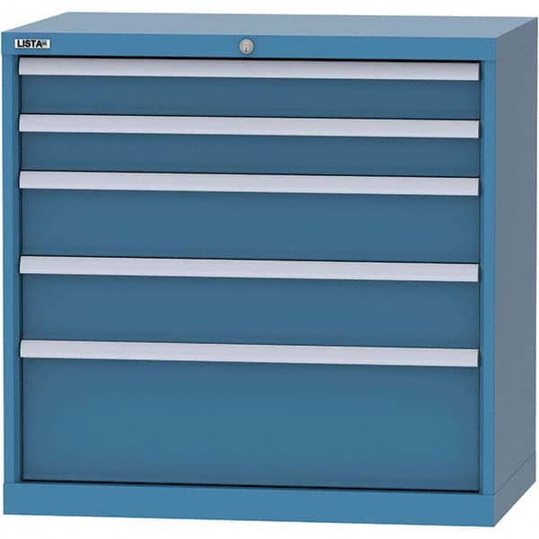 LISTA - 5 Drawer, 84 Compartment Bright Blue Steel Modular Storage Cabinet - Caliber Tooling