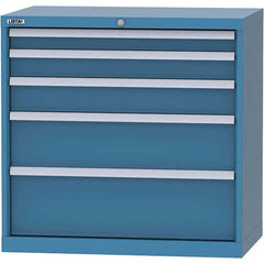 LISTA - 5 Drawer, 84 Compartment Bright Blue Steel Modular Storage Cabinet - Caliber Tooling