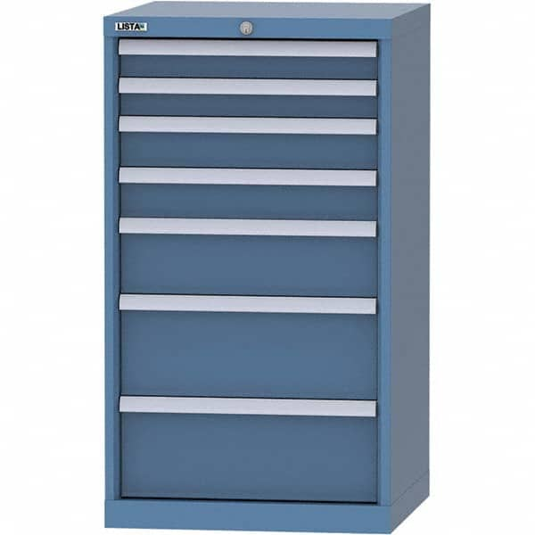 LISTA - 7 Drawer, 84 Compartment Bright Blue Steel Modular Storage Cabinet - Caliber Tooling