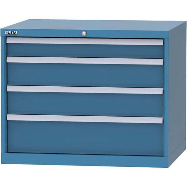 LISTA - 4 Drawer, 84 Compartment Bright Blue Steel Modular Storage Cabinet - Caliber Tooling