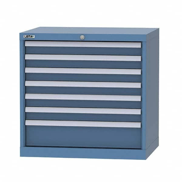 LISTA - 6 Drawer, 124 Compartment Bright Blue Steel Modular Storage Cabinet - Caliber Tooling