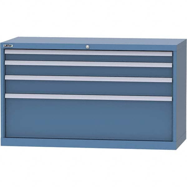 LISTA - 4 Drawer, 99 Compartment Bright Blue Steel Modular Storage Cabinet - Caliber Tooling