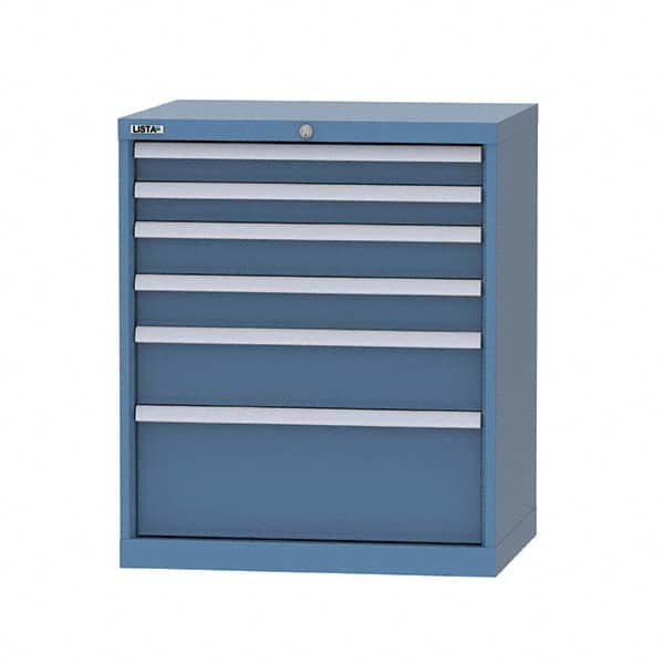 LISTA - 6 Drawer, 124 Compartment Bright Blue Steel Modular Storage Cabinet - Caliber Tooling