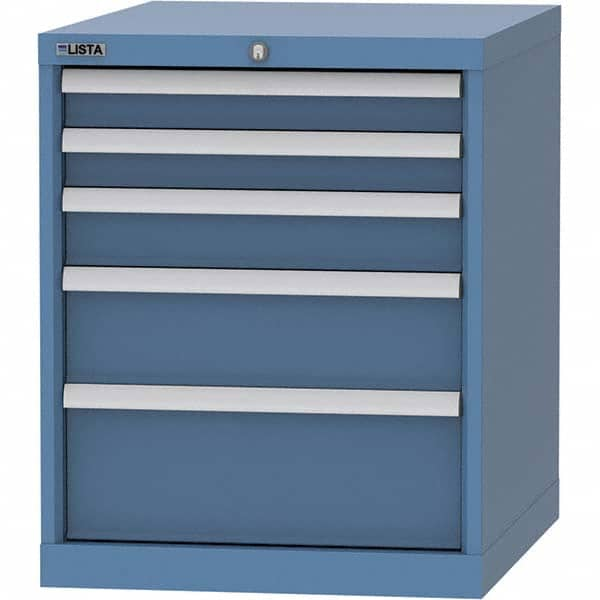 LISTA - 5 Drawer, 99 Compartment Bright Blue Steel Modular Storage Cabinet - Caliber Tooling