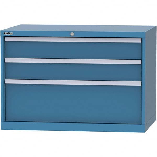 LISTA - 3 Drawer, 84 Compartment Bright Blue Steel Modular Storage Cabinet - Caliber Tooling