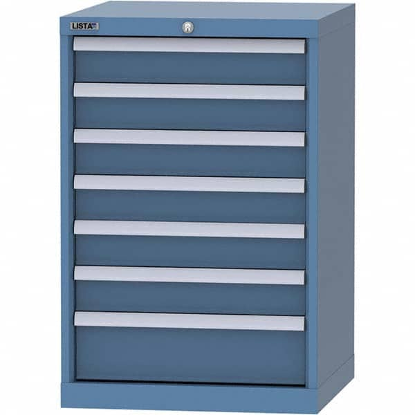 LISTA - 7 Drawer, 84 Compartment Bright Blue Steel Modular Storage Cabinet - Caliber Tooling