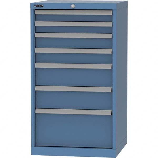 LISTA - 7 Drawer, 84 Compartment Bright Blue Steel Modular Storage Cabinet - Caliber Tooling