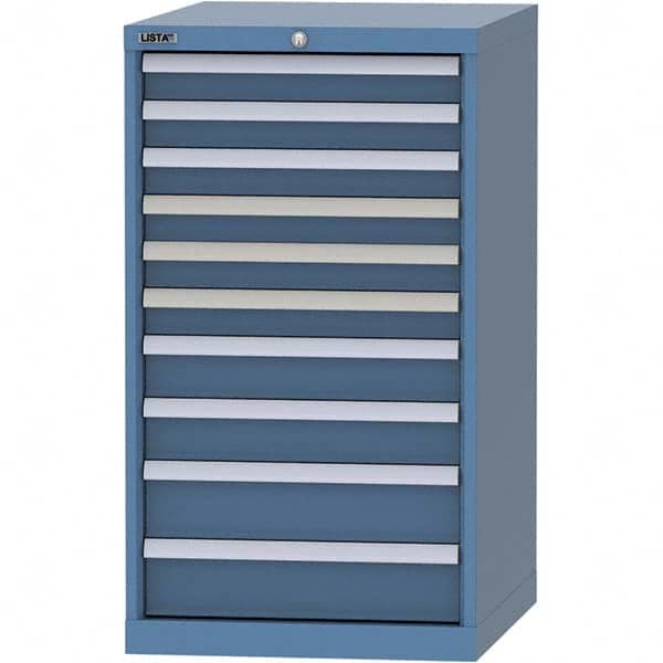 LISTA - 10 Drawer, 99 Compartment Bright Blue Steel Modular Storage Cabinet - Caliber Tooling