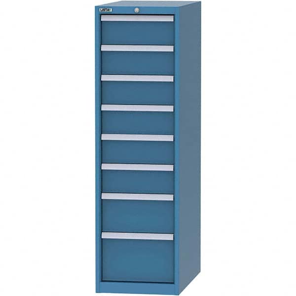 LISTA - 8 Drawer, 45 Compartment Bright Blue Steel Modular Storage Cabinet - Caliber Tooling