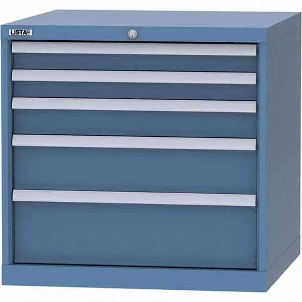 LISTA - 5 Drawer, 45 Compartment Bright Blue Steel Modular Storage Cabinet - Caliber Tooling