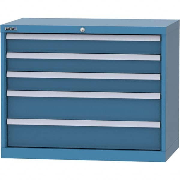 LISTA - 5 Drawer, 84 Compartment Bright Blue Steel Modular Storage Cabinet - Caliber Tooling