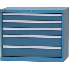 LISTA - 5 Drawer, 84 Compartment Bright Blue Steel Modular Storage Cabinet - Caliber Tooling