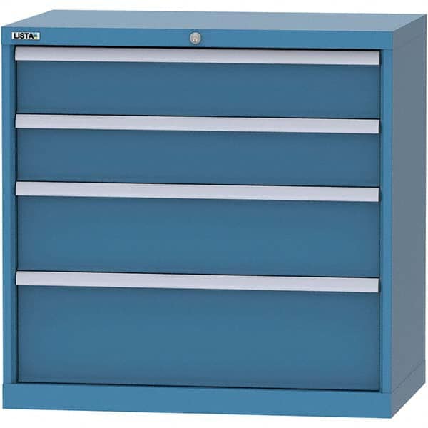 LISTA - 4 Drawer, 84 Compartment Bright Blue Steel Modular Storage Cabinet - Caliber Tooling