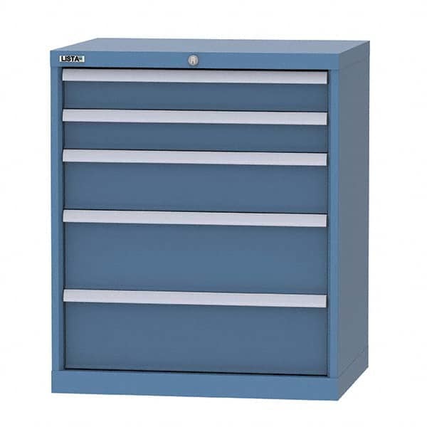 LISTA - 5 Drawer, 124 Compartment Bright Blue Steel Modular Storage Cabinet - Caliber Tooling