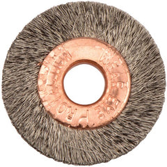 1″ Small Diameter Crimped Wire Wheel, .003″ Stainless Steel Fill, 1/4″ Arbor Hole - Caliber Tooling