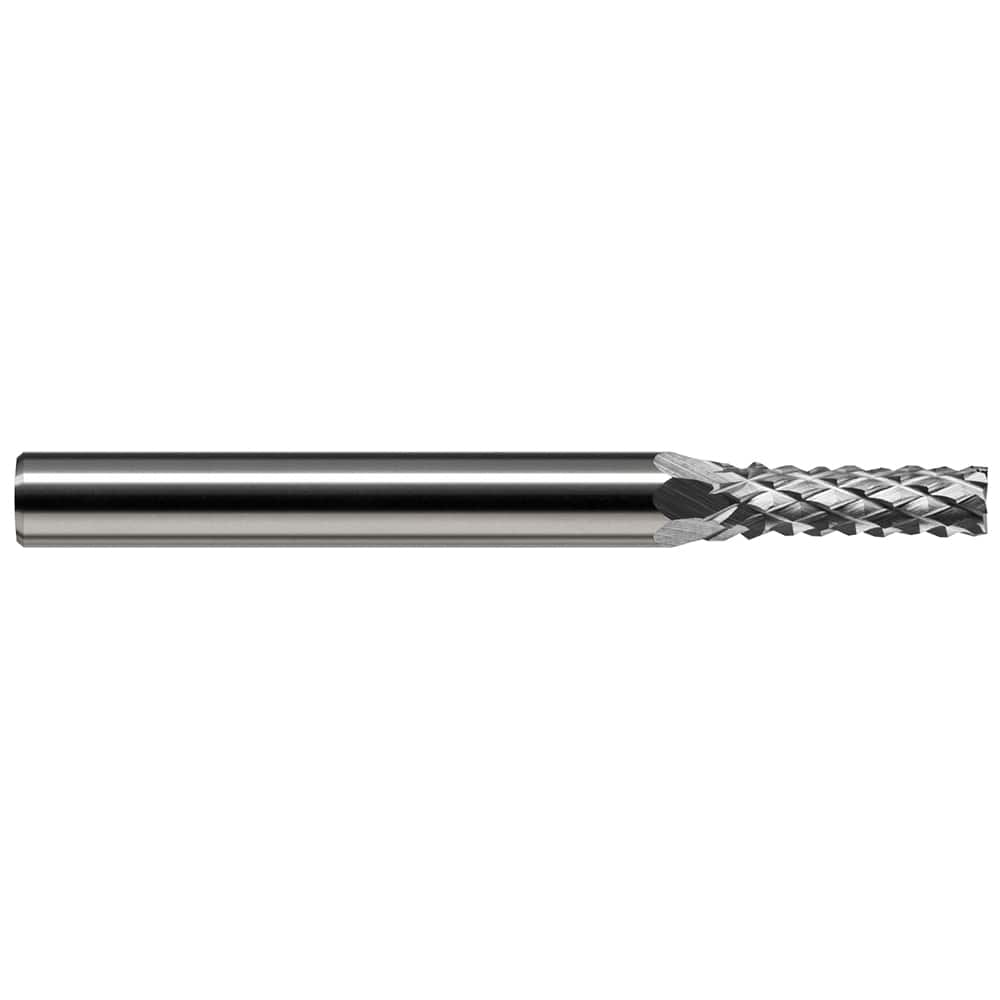 Harvey Tool - 1/16" Diam, 0.186" LOC, 1/8" Shank Diam, 6-Flute Burr-End Diamond-Pattern Router Bit - Exact Industrial Supply