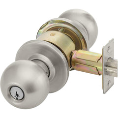 Yale - Lever Locksets; Door Thickness: 1-3/4 (Inch); Door Thickness: 1-3/4 ; Back Set: 2-3/4 (Inch); For Use With: Entrance; General Home or Office Doors ; Finish/Coating: Satin Stainless Steel ; Cylinder Type: 6 Pin Schlage C Keway, Keyed - Exact Industrial Supply