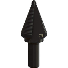 Greenlee - Step Drill Bits; Minimum Hole Diameter (Inch): 3/16 ; Maximum Hole Diameter (Inch): 7/8 ; Drill Bit Material: Steel ; Drill Bit Finish/Coating: Steam Oxide ; Number of Hole Sizes: 1 ; Shank Type: 3-Flat - Exact Industrial Supply