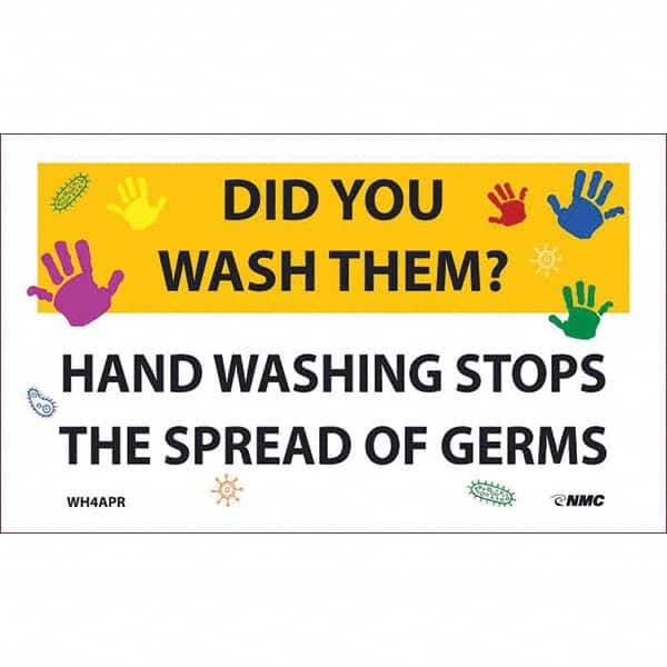 NMC - 1 5-Piece Restroom, Janitorial & Housekeeping Label - Legend: Did You Wash Them? - Hand Washing Stops the Spread of Germs - Caliber Tooling