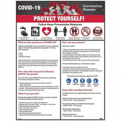 NMC - "COVID-19 - PROTECT YOURSELF!", 18" Wide x 24" High, Pressure-Sensitive Vinyl Safety Sign - Caliber Tooling