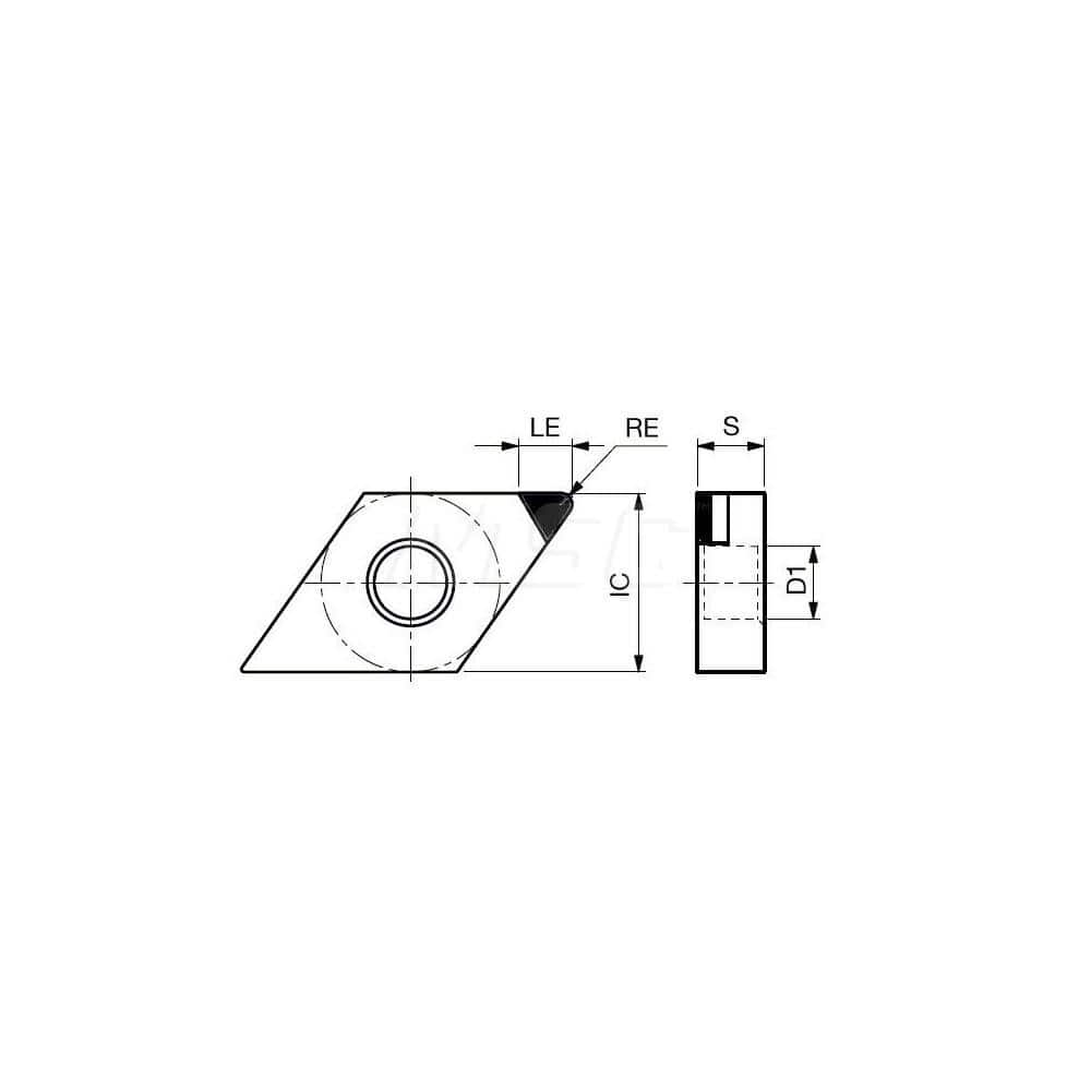 Turning Insert:  DNGA432-DIA DX140,  Polycrystalline Diamond Uncoated Finish,  Neutral,  1/2″ Inscribed Circle,  0.0310″ Corner Radius,  55.0 &deg N/A Diamond,  Series  DNGA