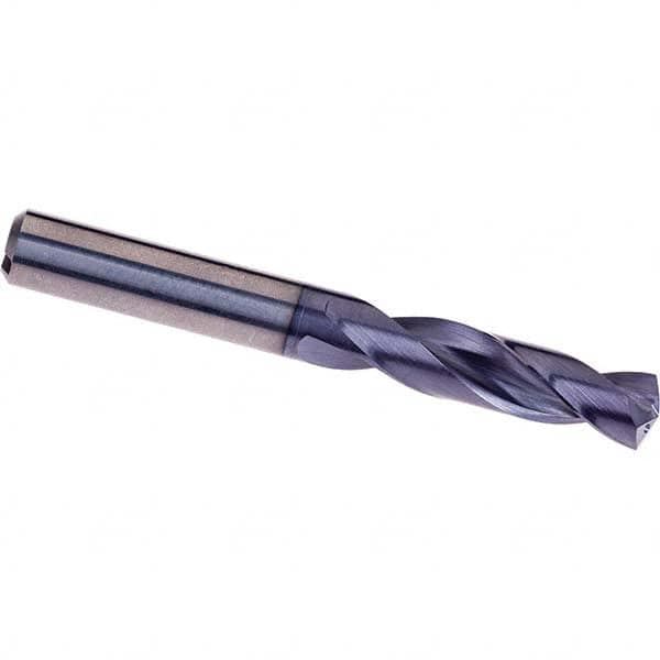 Screw Machine Length Drill Bit: 0.3858″ Dia, 140 °, Solid Carbide TiAlN Finish, Right Hand Cut, Spiral Flute, Straight-Cylindrical Shank