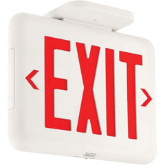 Illuminated Exit Signs; Number of Faces: 1; Light Technology: LED; Letter Color: Red; Mount Type: Surface Mount; Housing Material: Thermoplastic; Housing Color: White; Wattage: 1.3 W; Overall Length: 1.5 in; Overall Height: 9.6300 in; Overall Length (Deci