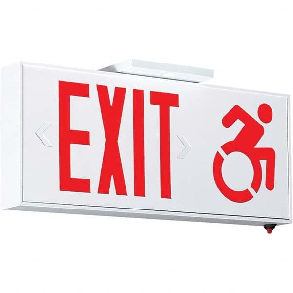 Illuminated Exit Signs; Number of Faces: 1; Light Technology: LED; Letter Color: Red; Mount Type: Surface Mount; Housing Material: Aluminum; Housing Color: White; Wattage: 5.7 W; Overall Length: 2 in; Overall Length (Decimal Inch): 2; Overall Width (Decim