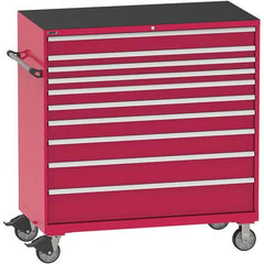 Steel Tool Roller Cabinet: 10 Drawers Red