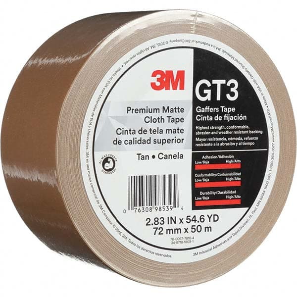 3M - 50m x 72mm x 11 mil Tan Cotton Cloth Gaffers Tape - Caliber Tooling