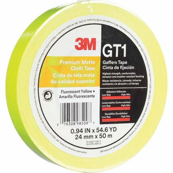 3M - 50m x 24mm x 11 mil Fluorescent Yellow Cotton Cloth Gaffers Tape - Caliber Tooling