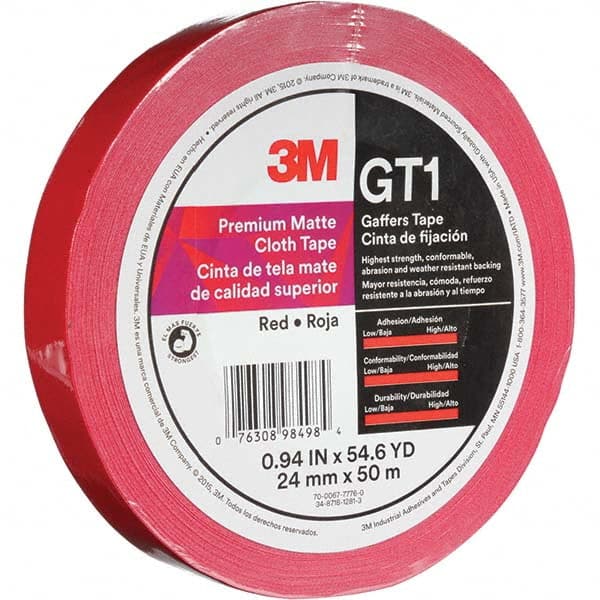 3M - 50m x 24mm x 11 mil Red Cotton Cloth Gaffers Tape - Caliber Tooling