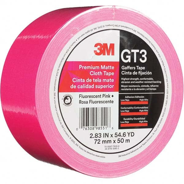 3M - 50m x 72mm x 11 mil Fluorescent Pink Cotton Cloth Gaffers Tape - Caliber Tooling