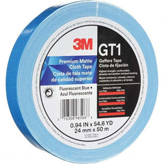 3M - 50m x 24mm x 11 mil Fluorescent Blue Cotton Cloth Gaffers Tape - Caliber Tooling