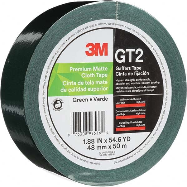 3M - 50m x 48mm x 11 mil Green Cotton Cloth Gaffers Tape - Caliber Tooling