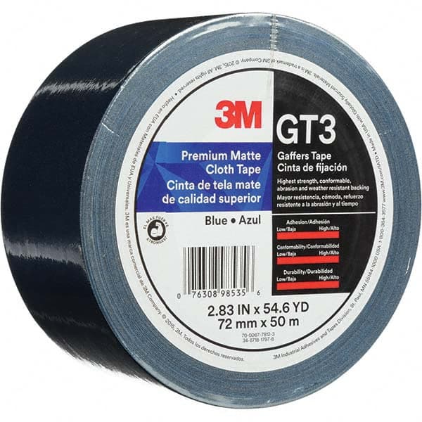 3M - 50m x 72mm x 11 mil Blue Cotton Cloth Gaffers Tape - Caliber Tooling